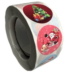 🎄 D Christmas Stickers 1" Round 500ct Labels 6 Designs Thank You